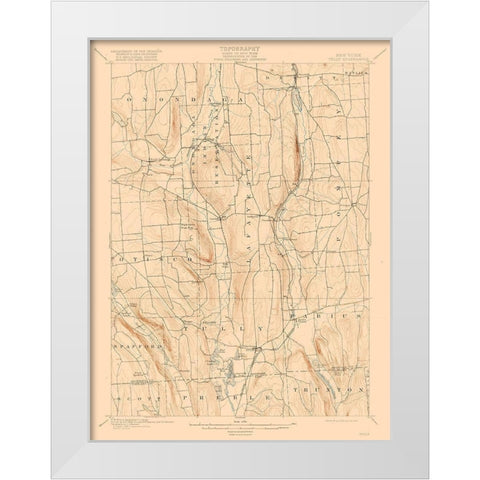 Tully New York Quad - USGS 1900 White Modern Wood Framed Art Print by USGS