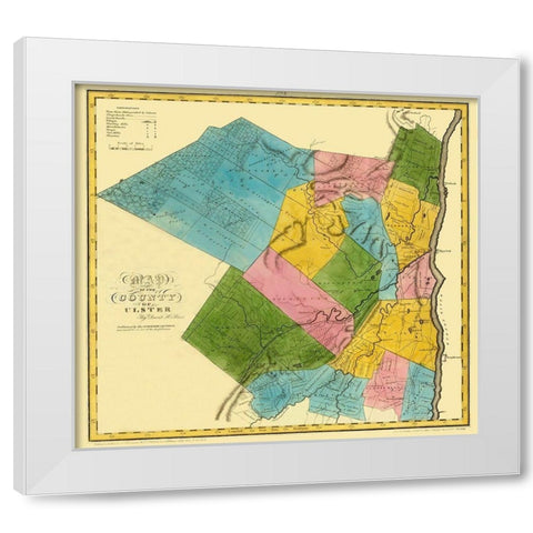 Ulster New York Landowner - Burr 1829 White Modern Wood Framed Art Print by Burr