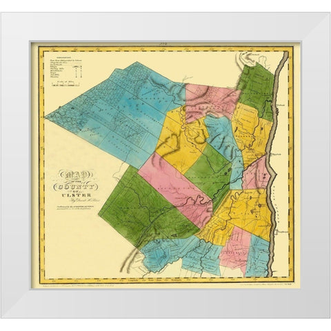 Ulster New York Landowner - Burr 1829 White Modern Wood Framed Art Print by Burr