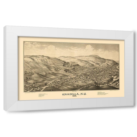 Unadilla New York - Burleigh 1887  White Modern Wood Framed Art Print by Burleigh