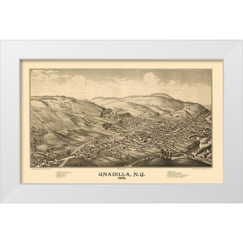 Unadilla New York - Burleigh 1887  White Modern Wood Framed Art Print by Burleigh