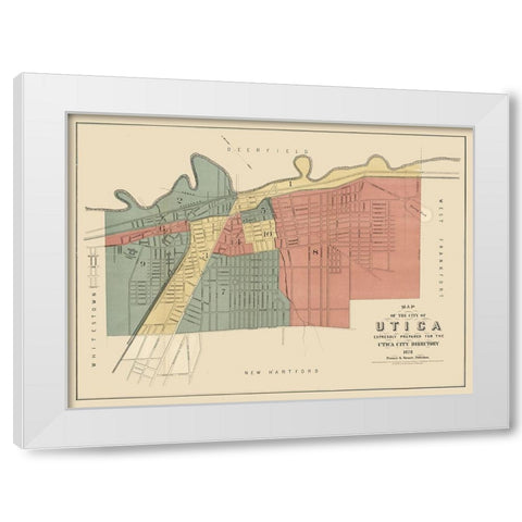 Utica New York - Francis 1876  White Modern Wood Framed Art Print by Francis