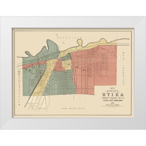 Utica New York - Francis 1876  White Modern Wood Framed Art Print by Francis