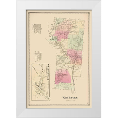 Van Etten New York Landowner - Beers 1869 White Modern Wood Framed Art Print by Beers