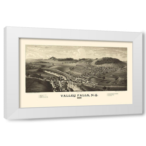 Valley Falls New York - Burleigh 1887  White Modern Wood Framed Art Print by Burleigh