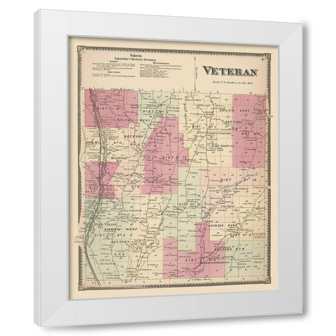 Veteran New York Landowner - Beers 1869 White Modern Wood Framed Art Print by Beers