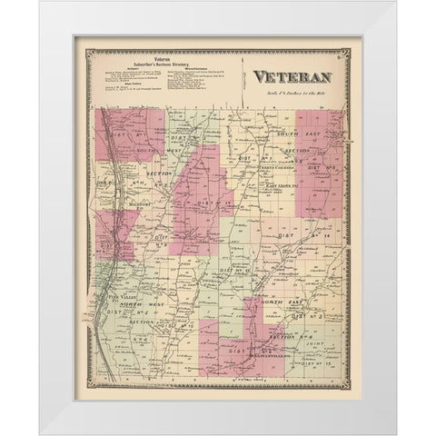 Veteran New York Landowner - Beers 1869 White Modern Wood Framed Art Print by Beers