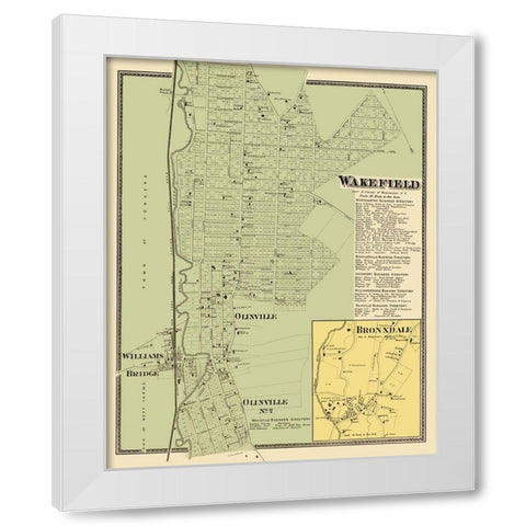 Wakefield New York Landowner - Beers 1868 White Modern Wood Framed Art Print by Beers