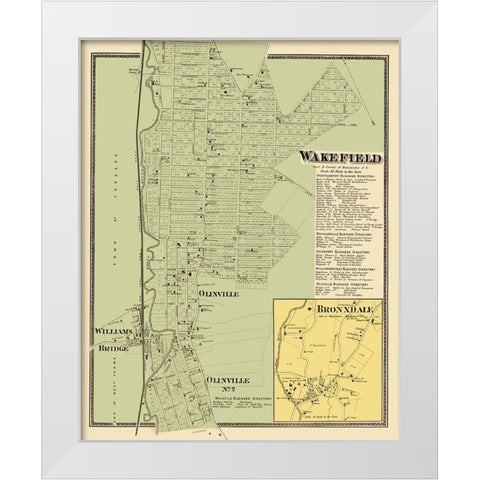 Wakefield New York Landowner - Beers 1868 White Modern Wood Framed Art Print by Beers