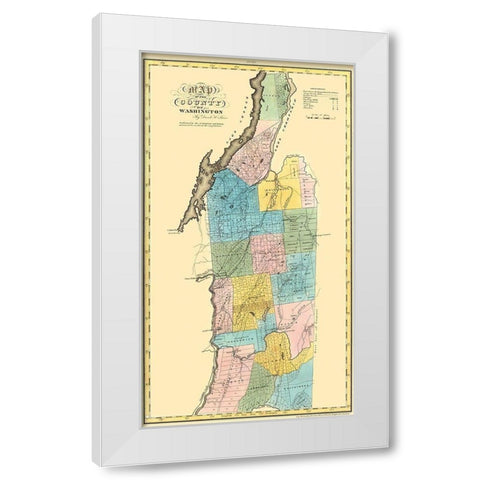 Washington New York Landowner - Burr 1829 White Modern Wood Framed Art Print by Burr