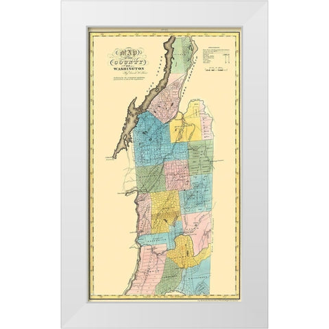 Washington New York Landowner - Burr 1829 White Modern Wood Framed Art Print by Burr