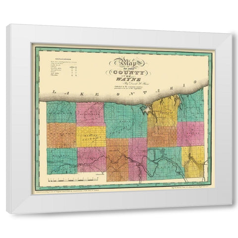 Wayne New York - Burr 1829 White Modern Wood Framed Art Print by Burr