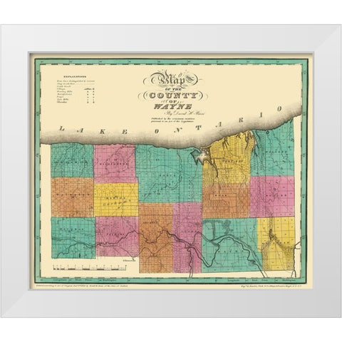 Wayne New York - Burr 1829 White Modern Wood Framed Art Print by Burr