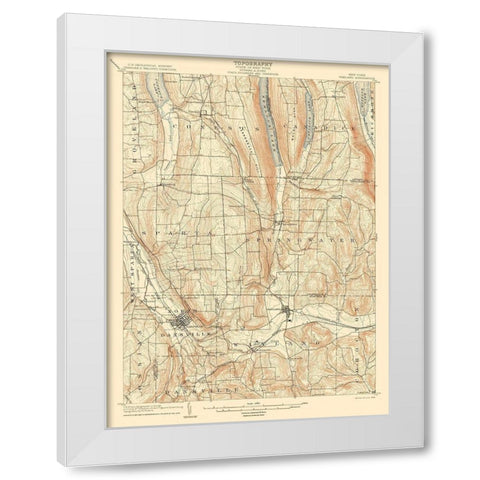 Wayland New York Quad - USGS 1904 White Modern Wood Framed Art Print by USGS
