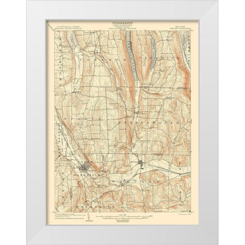 Wayland New York Quad - USGS 1904 White Modern Wood Framed Art Print by USGS