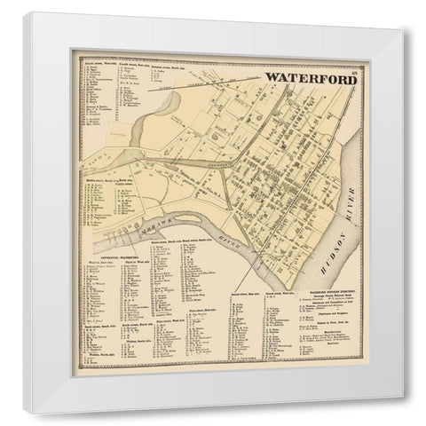 Waterford New York Landowner - Stone 1866 White Modern Wood Framed Art Print by Stone