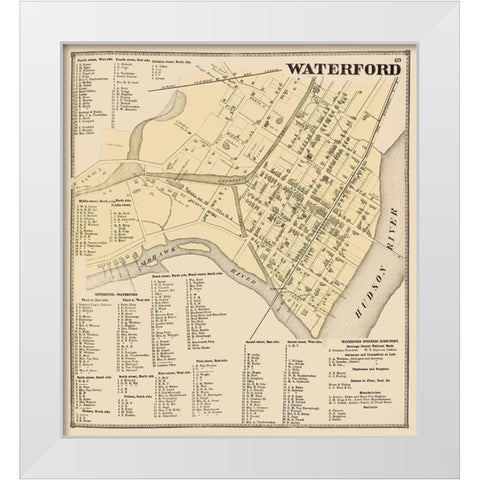 Waterford New York Landowner - Stone 1866 White Modern Wood Framed Art Print by Stone