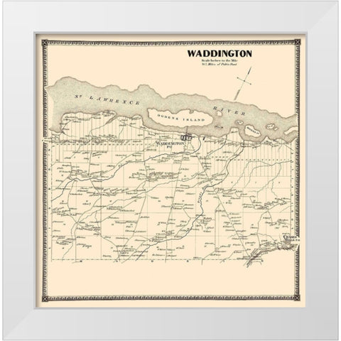 Waddington New York Landowner - Stone 1865 White Modern Wood Framed Art Print by Stone