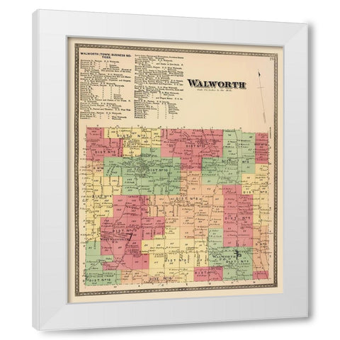 Walworth New York Landowner - Beers 1874 White Modern Wood Framed Art Print by Beers