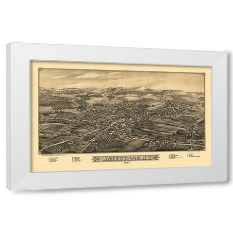 Waterville New York - Burleigh 1885  White Modern Wood Framed Art Print by Burleigh
