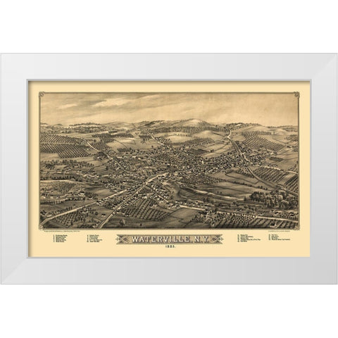 Waterville New York - Burleigh 1885  White Modern Wood Framed Art Print by Burleigh