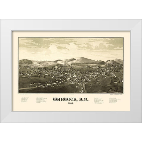 Warwick New York - Burleigh 1887  White Modern Wood Framed Art Print by Burleigh