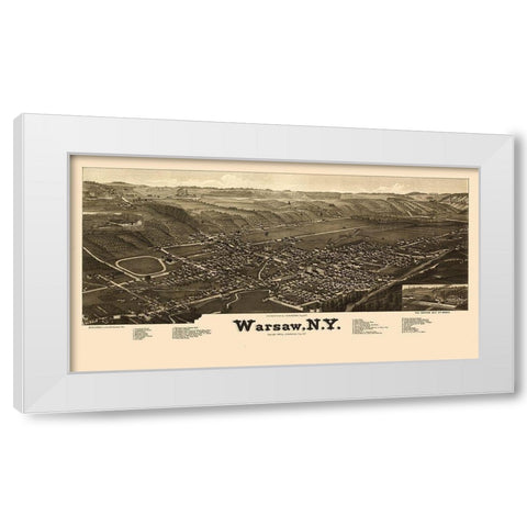 Warsaw New York - Burleigh 1885  White Modern Wood Framed Art Print by Burleigh