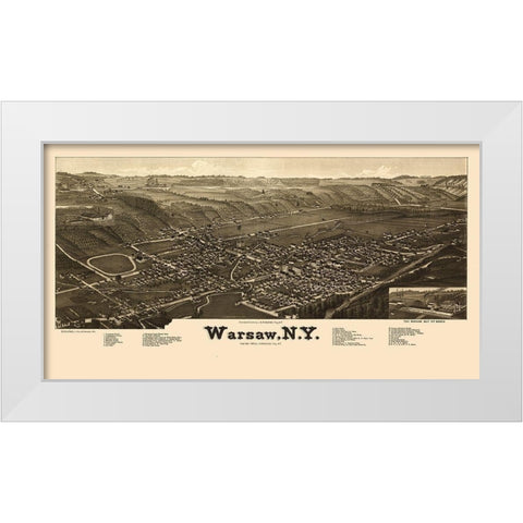 Warsaw New York - Burleigh 1885  White Modern Wood Framed Art Print by Burleigh