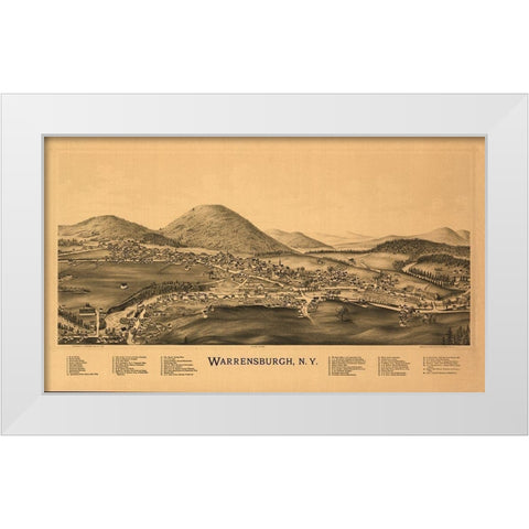 Warrensburg New York - Burleigh 1891  White Modern Wood Framed Art Print by Burleigh