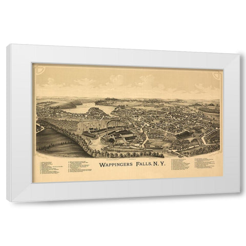 Wappingers Falls New York - Burleigh 1889  White Modern Wood Framed Art Print by Burleigh