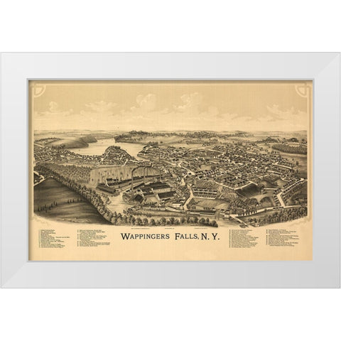 Wappingers Falls New York - Burleigh 1889  White Modern Wood Framed Art Print by Burleigh