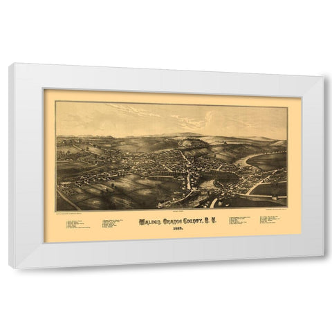 Walden New York - Burleigh 1887  White Modern Wood Framed Art Print by Burleigh