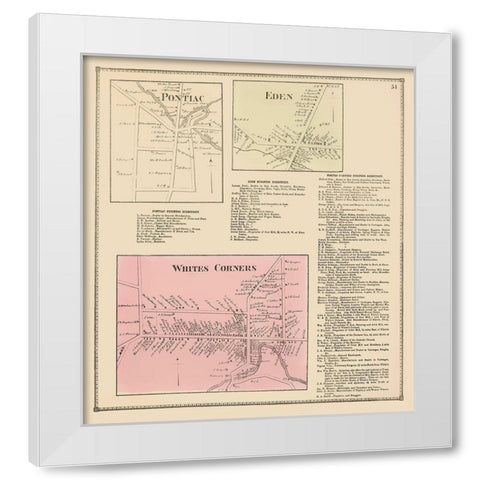 Pontiac, Eden, White Corners New York - Stone 1866 White Modern Wood Framed Art Print by Stone