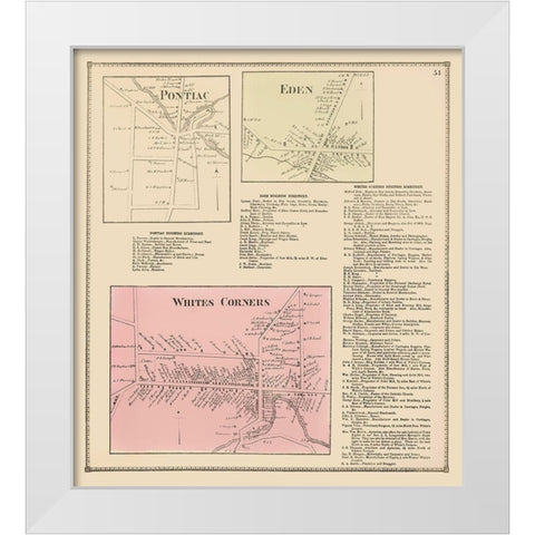 Pontiac, Eden, White Corners New York - Stone 1866 White Modern Wood Framed Art Print by Stone