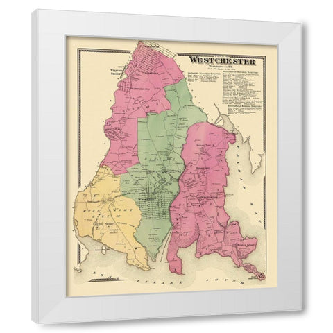 Westchester New York Landowner - Beers 1868 White Modern Wood Framed Art Print by Beers
