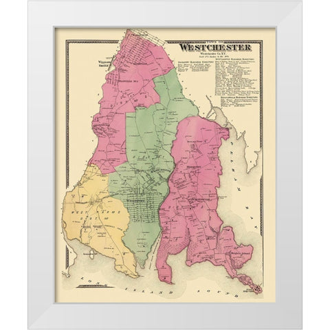 Westchester New York Landowner - Beers 1868 White Modern Wood Framed Art Print by Beers