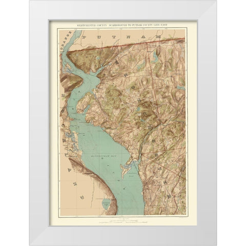 Westchester New York - Bien 1891 White Modern Wood Framed Art Print by Bien