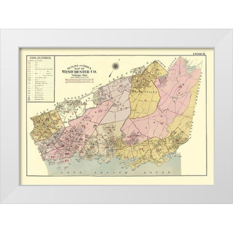 Westchester New York - Beers 1905 White Modern Wood Framed Art Print by Beers