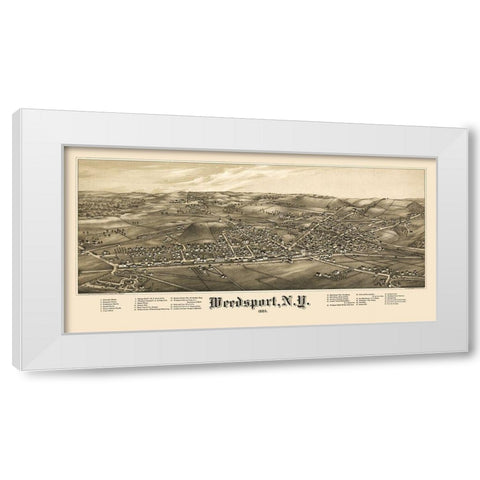 Weedsport New York - Burleigh 1885  White Modern Wood Framed Art Print by Burleigh