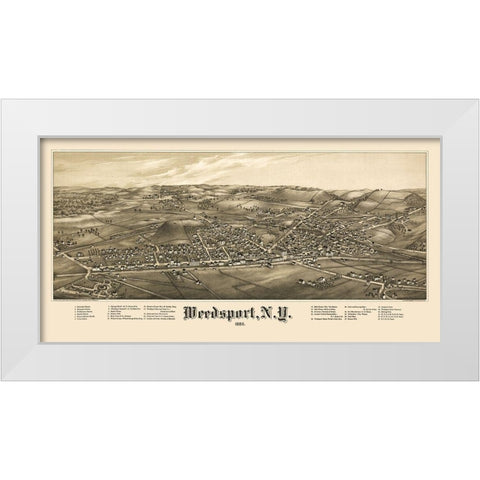 Weedsport New York - Burleigh 1885  White Modern Wood Framed Art Print by Burleigh