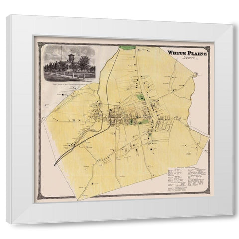 White Plains New York Landowner - Bien 1893 White Modern Wood Framed Art Print by Bien