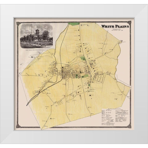 White Plains New York Landowner - Bien 1893 White Modern Wood Framed Art Print by Bien