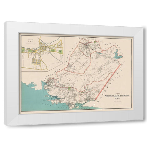 White Plains, Harrison, Rye New York Landowner White Modern Wood Framed Art Print by Bien