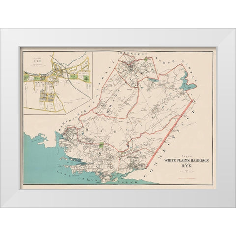 White Plains, Harrison, Rye New York Landowner White Modern Wood Framed Art Print by Bien