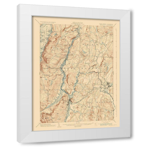 Whitehall New York Vermont Quad - USGS 1902 White Modern Wood Framed Art Print by USGS