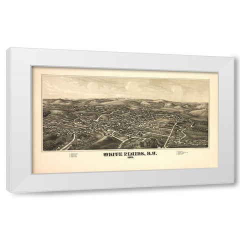 White Plains New York - Burleigh 1887  White Modern Wood Framed Art Print by Burleigh