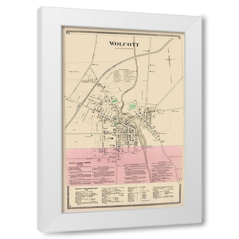 Wolcott New York Landowner - Beers 1874 White Modern Wood Framed Art Print by Beers