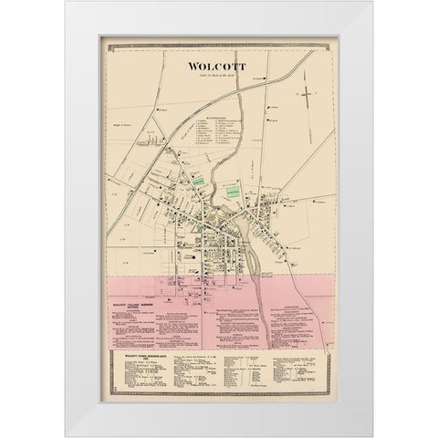 Wolcott New York Landowner - Beers 1874 White Modern Wood Framed Art Print by Beers