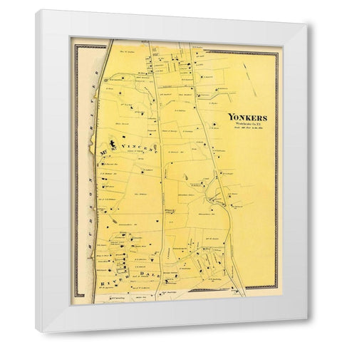 Yonkers, Central New York Landowner - Beers 1868 White Modern Wood Framed Art Print by Beers