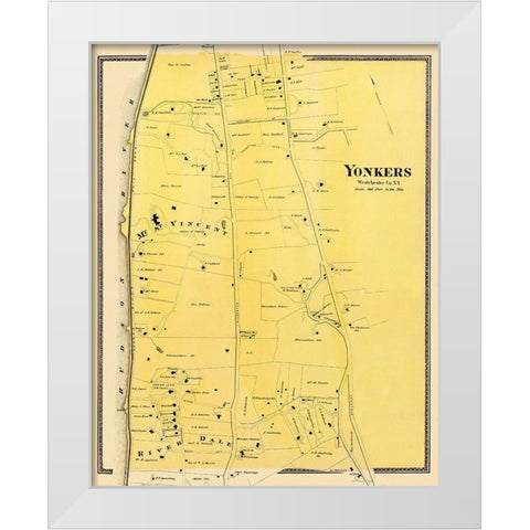 Yonkers, Central New York Landowner - Beers 1868 White Modern Wood Framed Art Print by Beers